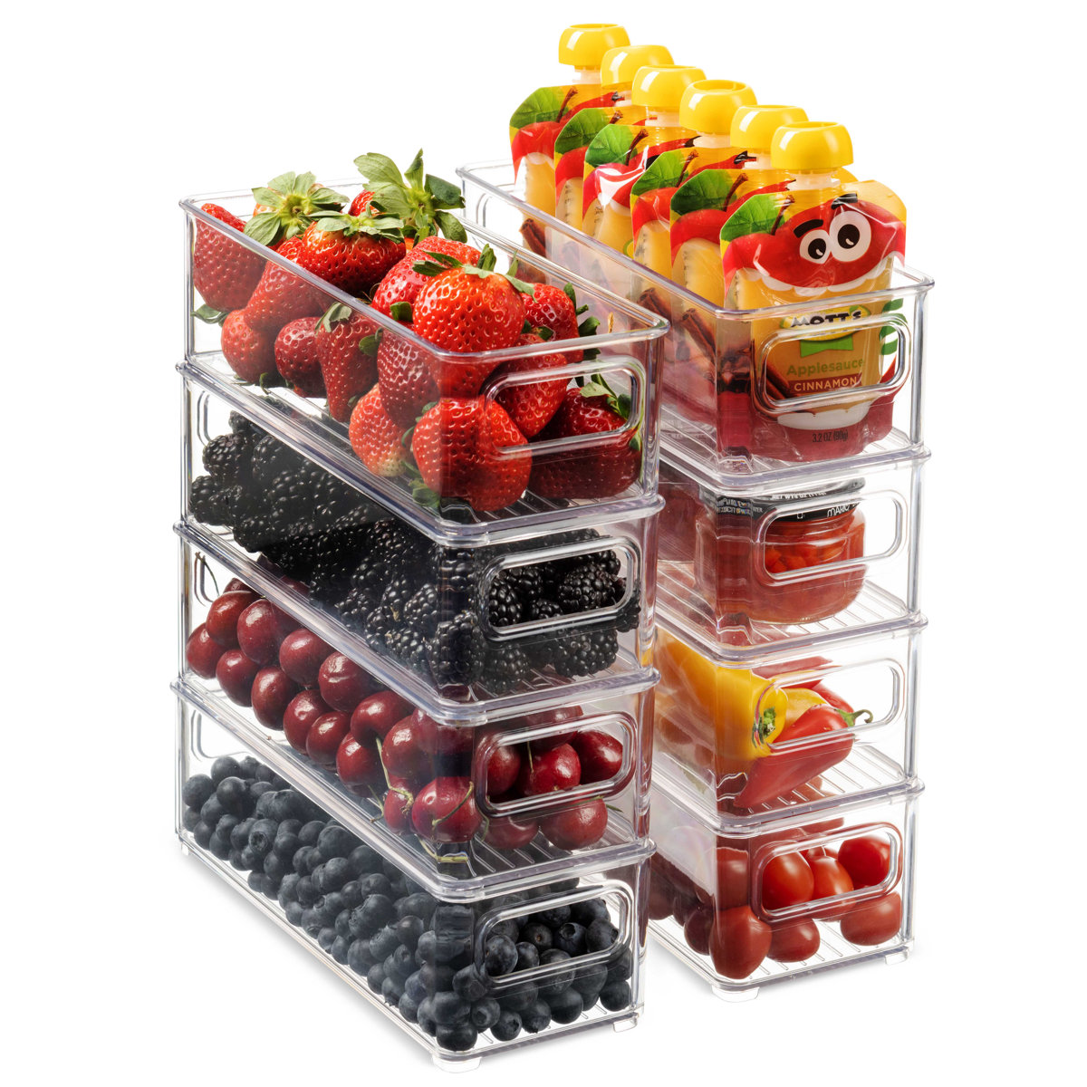 Refrigerator Food Storage Bins 8 Pack (Set of 8)